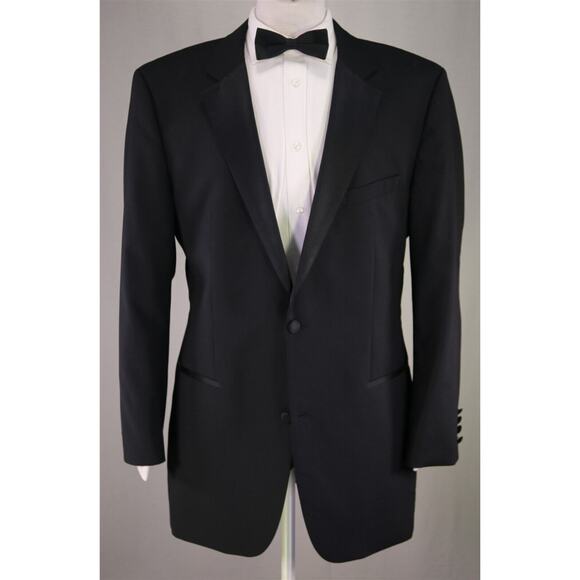 Hugo Boss The Stars/Glamour Black 2-Btn Notch Lapel Wool Tuxedo Formal Suit 46L - Picture 2 of 10